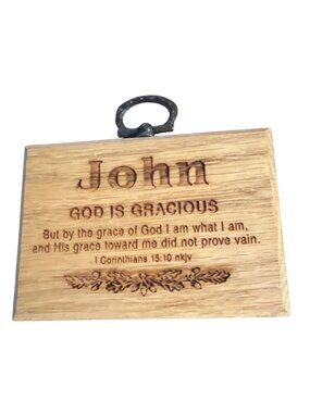 VTG Rustic Wooden Hanging Plaque John Inspirational Name Bible Verse